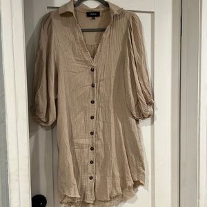 Aakaa Tan Shirt Dress